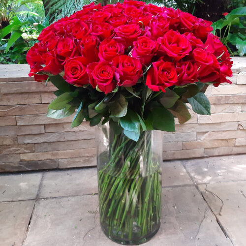 Red Roses in Vase
