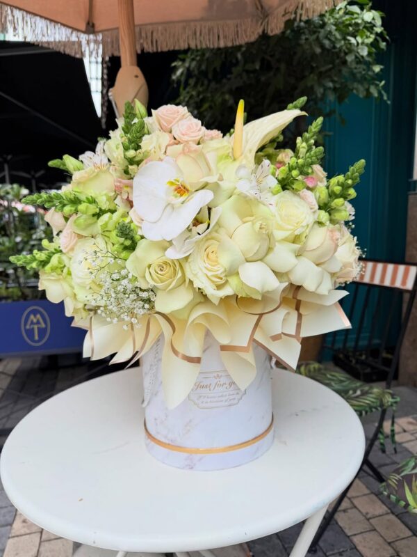 White and Cream Roses in a box